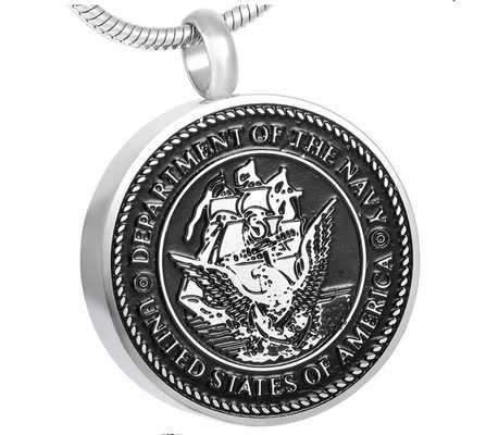 United States Navy Department Round Pendant Necklace with Stainless Steel Material