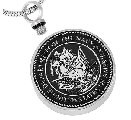 United States Navy Department Round Pendant Necklace with Stainless Steel Material