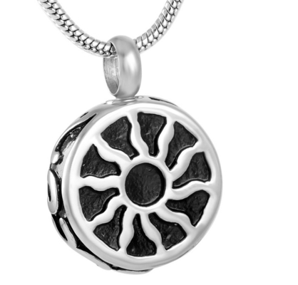 Unisex Tribal Sun 316L Stainless Steel Pendant Necklace for Ashes Urns Keepsake Locket