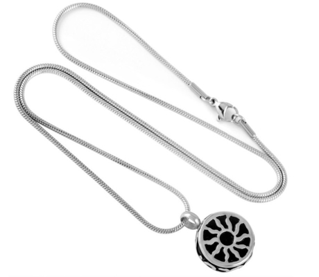 Unisex Tribal Sun 316L Stainless Steel Pendant Necklace for Ashes Urns Keepsake Locket