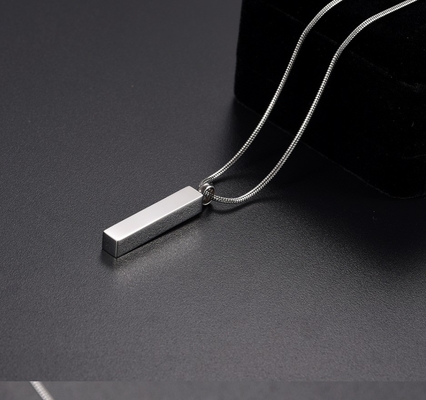 Stainless Steel Cremation Locket Pendant Jewelry Inlay Zircon Bar Memorial Urn Necklace for Women