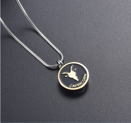 Twelve Constellations Mini Cremation Pendant Necklace Stainless Steel Memorial Jewelry