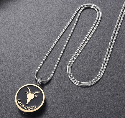 Twelve Constellations Mini Cremation Pendant Necklace Stainless Steel Memorial Jewelry