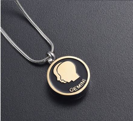 Twelve Constellations Mini Cremation Pendant Necklace Stainless Steel Memorial Jewelry