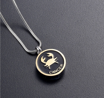 Twelve Constellations Mini Cremation Pendant Necklace Stainless Steel Memorial Jewelry