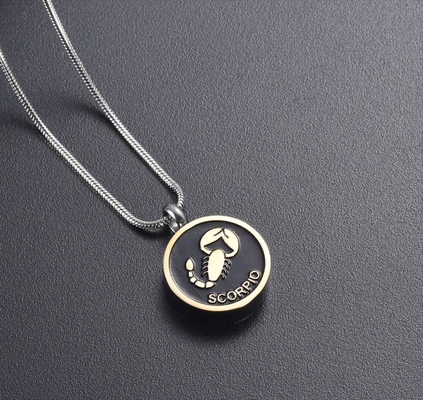 Twelve Constellations Mini Cremation Pendant Necklace Stainless Steel Memorial Jewelry