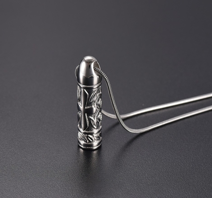 Pet Dogs Cat Memorial Funeral Casket Pendant Necklace Charm Silver Tone Engrave Beautiful Cremation Jewelry for Men