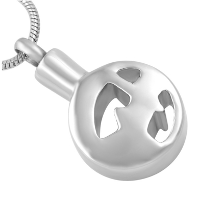 OEM Plating Double Stars In Round Pendant Crystal Necklace Stainless Steel Keepsake Ashes Urn Funeral Cremation Jewelry