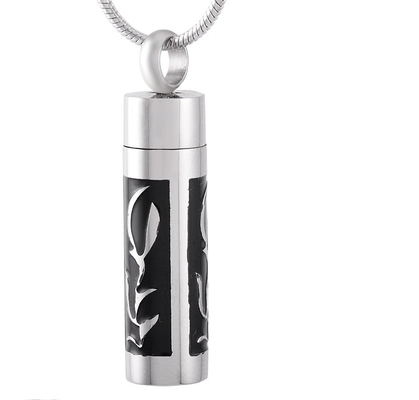 Charm Pendants Type Stainless Steel Silver Cylindrical Keepsake Pendant Necklace