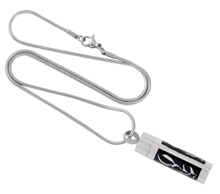 Charm Pendants Type Stainless Steel Silver Cylindrical Keepsake Pendant Necklace