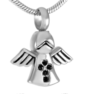 Crystal Angel Cross Pendant Necklace for Ashes Urn Cremation Jewelry Gift Occasion