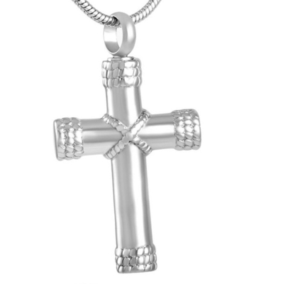 Stainless Steel Cross Pendant Necklace for Ashes Urn Cremation Religious Keepsake