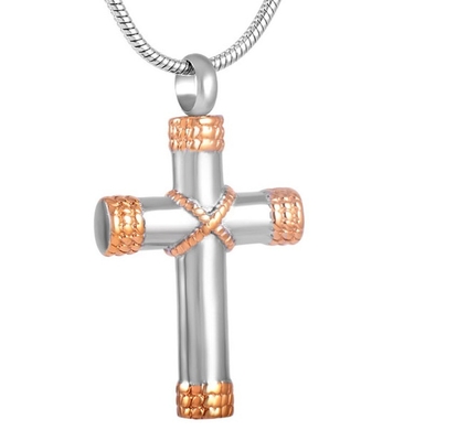 Stainless Steel Cross Pendant Necklace for Ashes Urn Cremation Religious Keepsake
