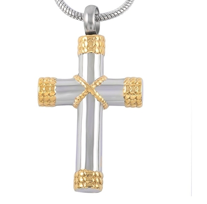 Stainless Steel Cross Pendant Necklace for Ashes Urn Cremation Religious Keepsake