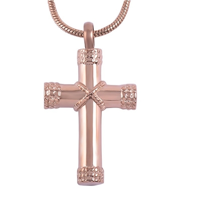 Stainless Steel Cross Pendant Necklace for Ashes Urn Cremation Religious Keepsake