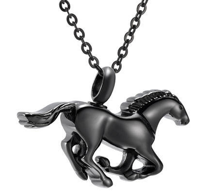 Stainless Steel Horse Cremation Pendant Urn Necklace for Funeral Memorial Jewelry