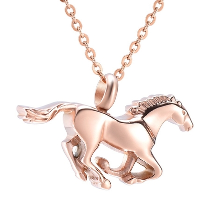 Stainless Steel Horse Cremation Pendant Urn Necklace for Funeral Memorial Jewelry