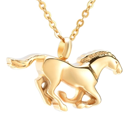 Stainless Steel Horse Cremation Pendant Urn Necklace for Funeral Memorial Jewelry