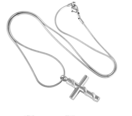 Stainless Steel Cross Shape Memorial Urn For Ashes Keepsake Gift Ashes Necklace For Unisex