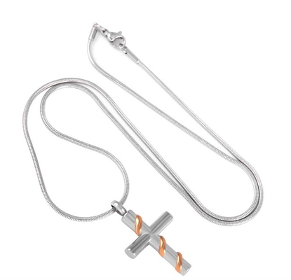 Stainless Steel Cross Shape Memorial Urn For Ashes Keepsake Gift Ashes Necklace For Unisex