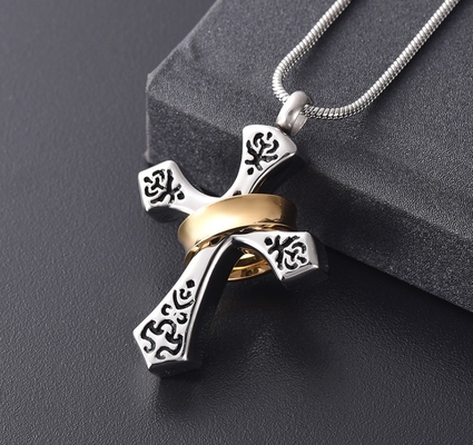Classic Style Gold Collar Pendant Cremation Jewelry Keepsake Urn for Human and Pet Ashes