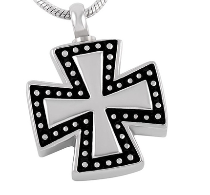 Stainless Steel Maltese Cross Pendant Necklace for Ashes Urn Memorial Keepsake Jewelry