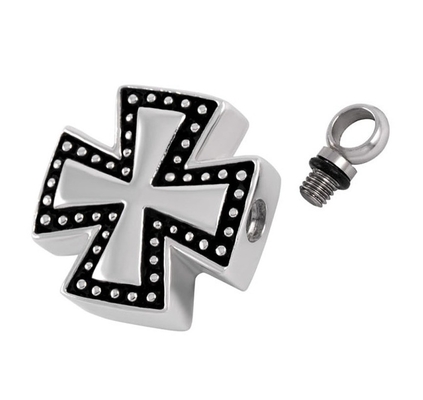Stainless Steel Maltese Cross Pendant Necklace for Ashes Urn Memorial Keepsake Jewelry