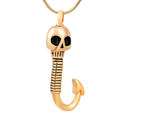 Stainless Steel Fishhook Memorial Locket Pendant Necklace for Women's Cremation Jewelry