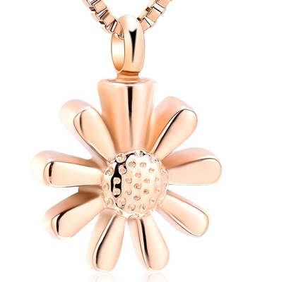 Gift Sunflower Women Cremation Urn Pendant For Ashes Silver Gold Rose Gold Black Memorial Urn Jewelry Keepsake Necklace