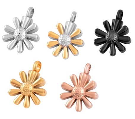 Gift Sunflower Women Cremation Urn Pendant For Ashes Silver Gold Rose Gold Black Memorial Urn Jewelry Keepsake Necklace