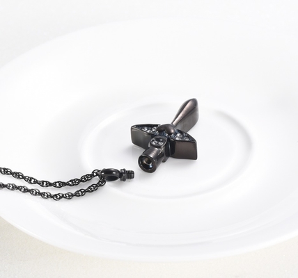 Stainless Steel Angel Wings Heart Cross Cremation Urn Pendant Necklace for Women/Men