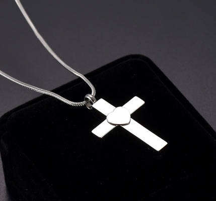 Stainless Steel Memorial Ash Funeral Casket Jewelry Cross Ash Holder Pendant Necklace