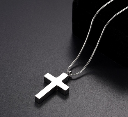 Stainless Steel Memorial Ash Funeral Casket Jewelry Cross Ash Holder Pendant Necklace