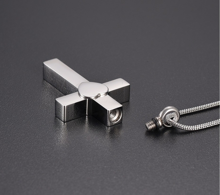 Stainless Steel Memorial Ash Funeral Casket Jewelry Cross Ash Holder Pendant Necklace