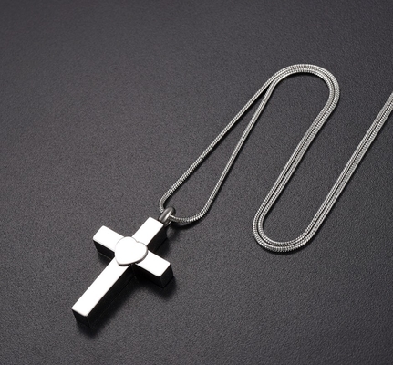 Stainless Steel Memorial Ash Funeral Casket Jewelry Cross Ash Holder Pendant Necklace