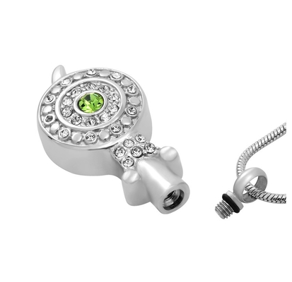 Stainless Steel Snail Crystal Round Memorial Locket Pendant Necklace for Women Girls