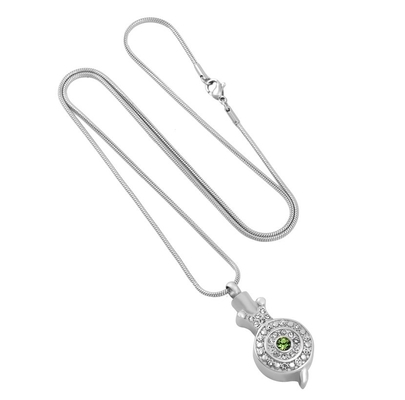 Stainless Steel Snail Crystal Round Memorial Locket Pendant Necklace for Women Girls