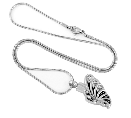 Stainless Steel Necklace with Beautiful Butterfly Design Funeral Keepsake Jewelry