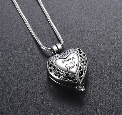 Decoration "Always in My Heart" Cremation Jewelry For Ashes Pendant Memorial Urn Necklace