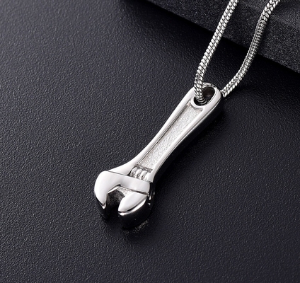 Stainless Steel Wrench Shape Urn Necklace for Women's Unique Designs Memorial Pendant
