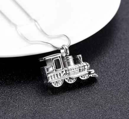 Mini Train Shape Stainless Steel Cremation Ashes Locket Necklace Memorial Jewelry for Pet/Human Remains