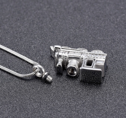 Mini Train Shape Stainless Steel Cremation Ashes Locket Necklace Memorial Jewelry for Pet/Human Remains