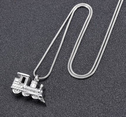 Mini Train Shape Stainless Steel Cremation Ashes Locket Necklace Memorial Jewelry for Pet/Human Remains