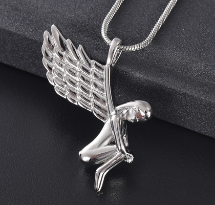 Angel Shape Memorial Pendant Necklace for Human Ashes Cremation Jewelry 5 Colors