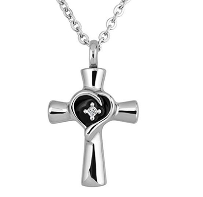 Gender-Neutral Stainless Steel Cross Keepsake Pendant Cremation Necklace Women's