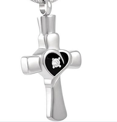 Gender-Neutral Stainless Steel Cross Keepsake Pendant Cremation Necklace Women's