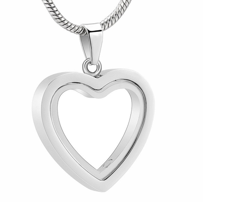 Stainless Steel Glass Heart Locket for Pet Ashes or Hair Keepsakes Memorial Necklace