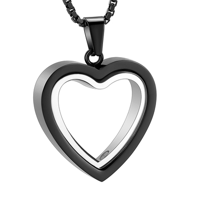 Stainless Steel Glass Heart Locket for Pet Ashes or Hair Keepsakes Memorial Necklace