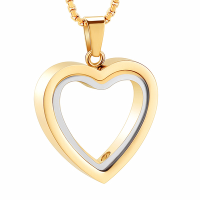 Stainless Steel Glass Heart Locket for Pet Ashes or Hair Keepsakes Memorial Necklace