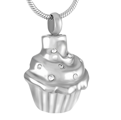 Engravable Cupcake Stainless Steel Cremation Jewelry Urn Pendant Perfect for Human Ashes